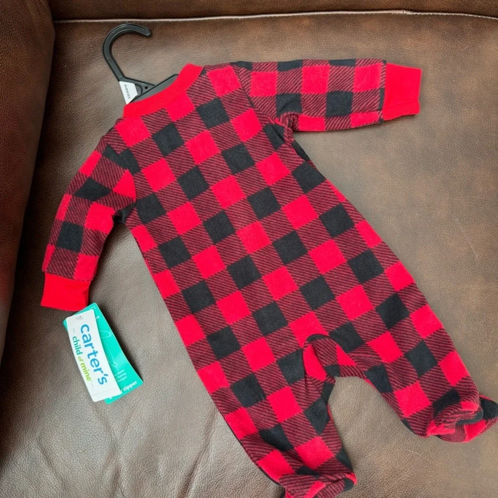 Carter’s Buffalo Plaid Moose Newborn Sleeper Pajama’s